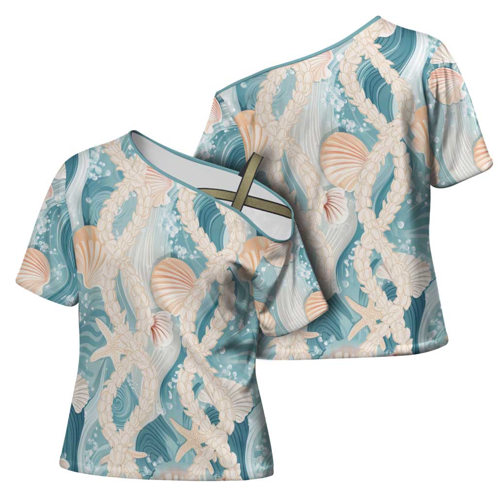 Hawaii Lei Seashells Starfish Cross Shoulder Shirt Fresh Summer Vibe LT01 - Polynesian Pride