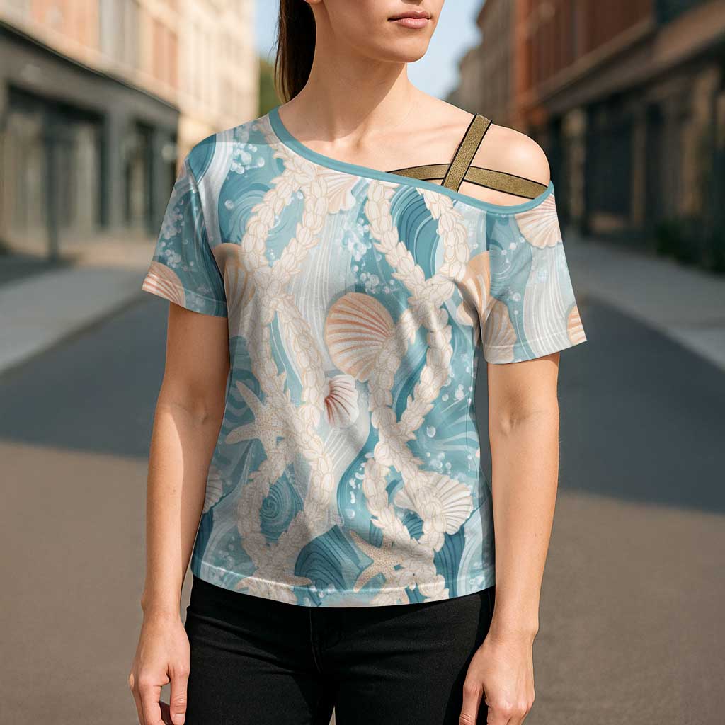 Hawaii Lei Seashells Starfish Cross Shoulder Shirt Fresh Summer Vibe LT01 - Polynesian Pride