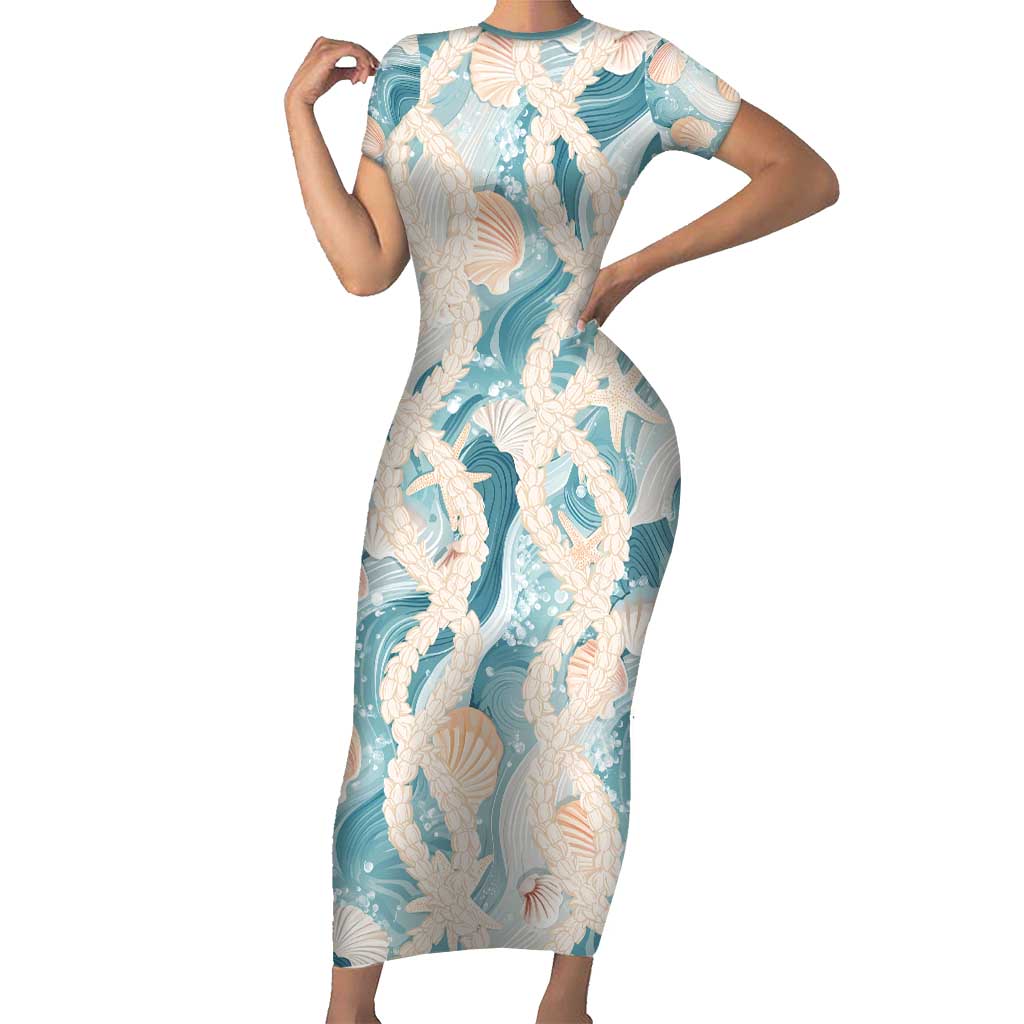 Hawaii Lei Seashells Starfish Family Matching Short Sleeve Bodycon Dress and Hawaiian Shirt Fresh Summer Vibe - Polynesian Pride