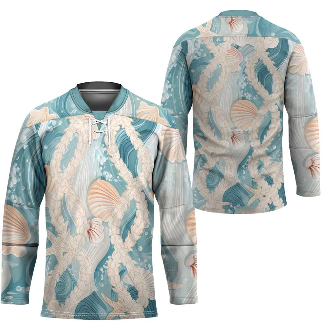 Hawaii Lei Seashells Starfish Hockey Jersey Fresh Summer Vibe LT01 - Polynesian Pride