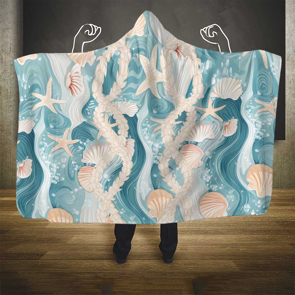 Hawaii Lei Seashells Starfish Hooded Blanket Fresh Summer Vibe - Polynesian Pride