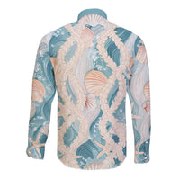 Hawaii Lei Seashells Starfish Long Sleeve Button Shirt Fresh Summer Vibe LT01 - Polynesian Pride