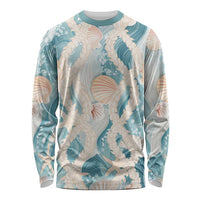 Hawaii Lei Seashells Starfish Long Sleeve Shirt Fresh Summer Vibe LT01 Unisex Blue - Polynesian Pride