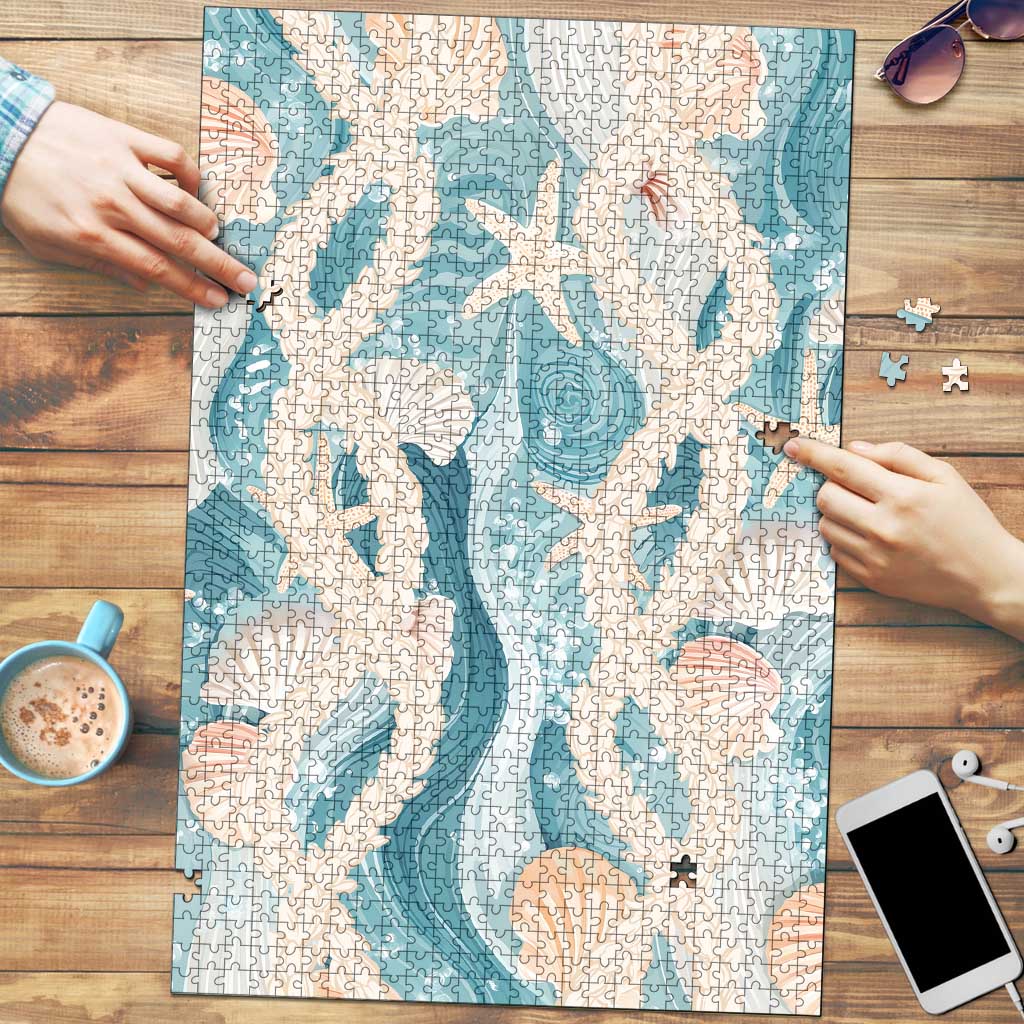 Hawaii Lei Seashells Starfish Puzzle Fresh Summer Vibe LT01 Blue - Polynesian Pride