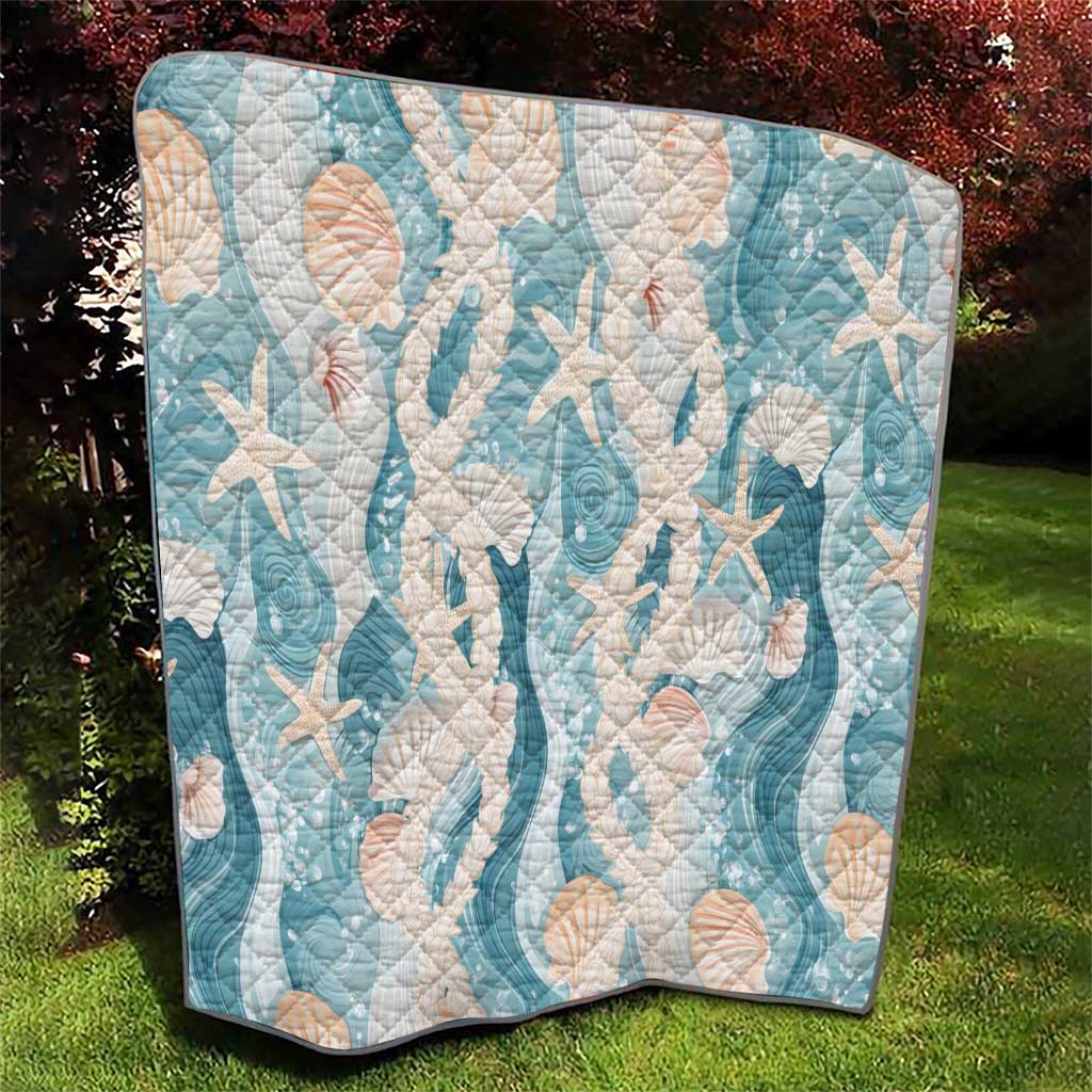 Hawaii Lei Seashells Starfish Quilt Fresh Summer Vibe - Polynesian Pride