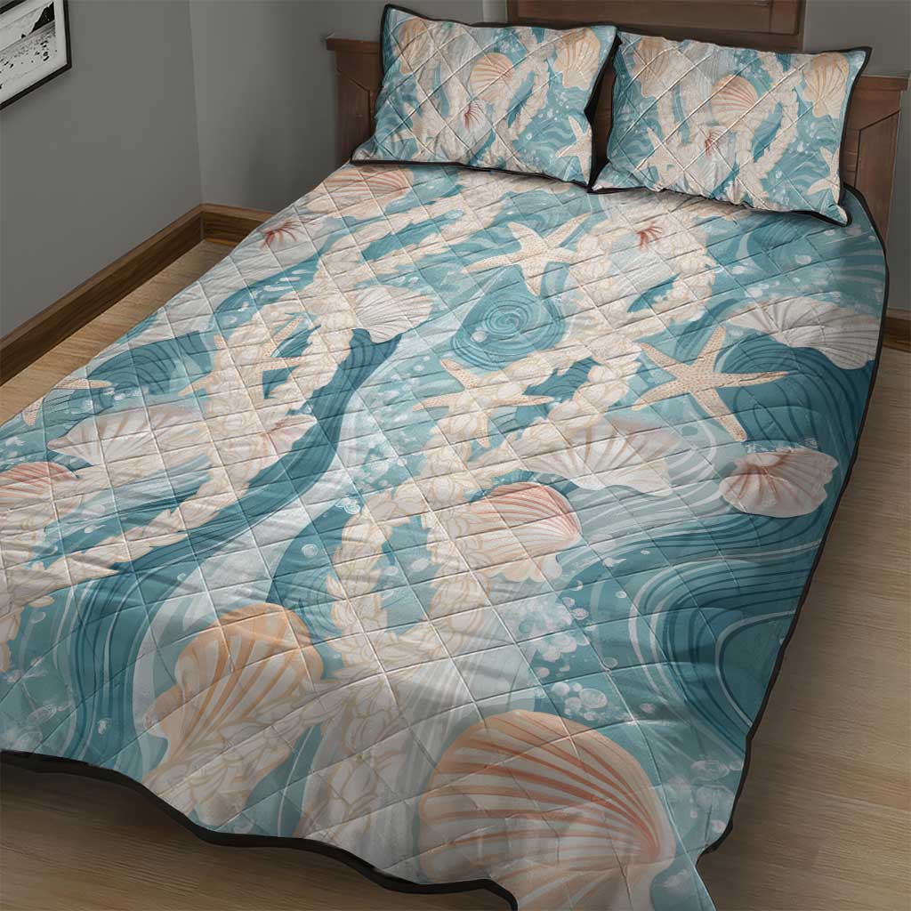 Hawaii Lei Seashells Starfish Quilt Bed Set Fresh Summer Vibe - Polynesian Pride