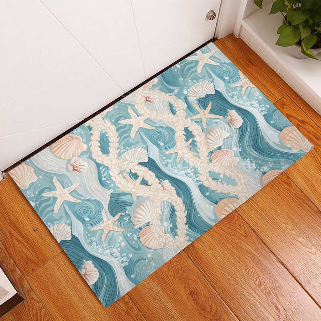Hawaii Lei Seashells Starfish Rubber Doormat Fresh Summer Vibe LT01 - Polynesian Pride