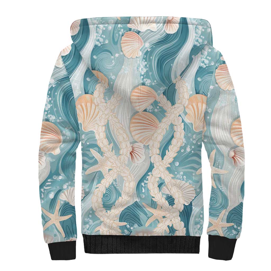 Hawaii Lei Seashells Starfish Sherpa Hoodie Fresh Summer Vibe LT01 - Polynesian Pride