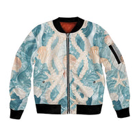 Hawaii Lei Seashells Starfish Sleeve Zip Bomber Jacket Fresh Summer Vibe - Polynesian Pride