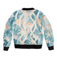 Hawaii Lei Seashells Starfish Sleeve Zip Bomber Jacket Fresh Summer Vibe - Polynesian Pride