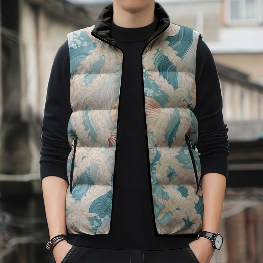 Hawaii Lei Seashells Starfish Sleeveless Puffer Jacket Fresh Summer Vibe LT01 - Polynesian Pride