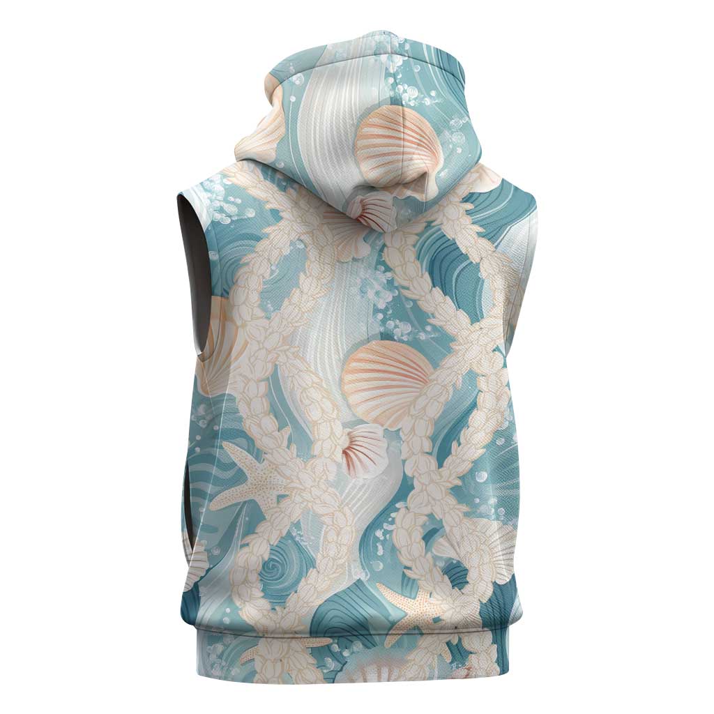 Hawaii Lei Seashells Starfish Sleeveless Zip Hoodie Fresh Summer Vibe - Polynesian Pride