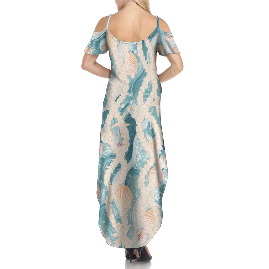Hawaii Lei Seashells Starfish Summer Maxi Dress Fresh Summer Vibe - Polynesian Pride