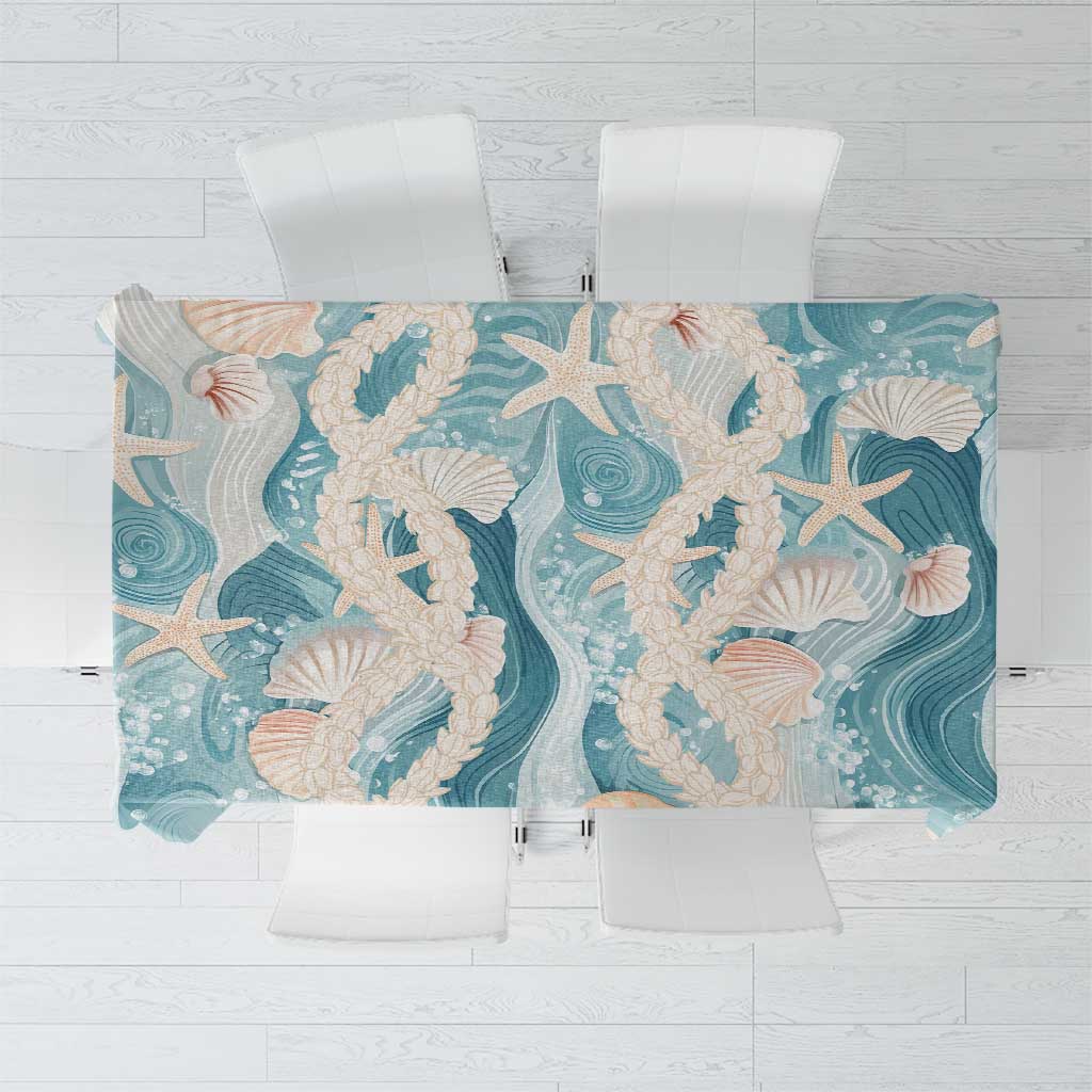 Hawaii Lei Seashells Starfish Tablecloth Fresh Summer Vibe LT01 Blue - Polynesian Pride