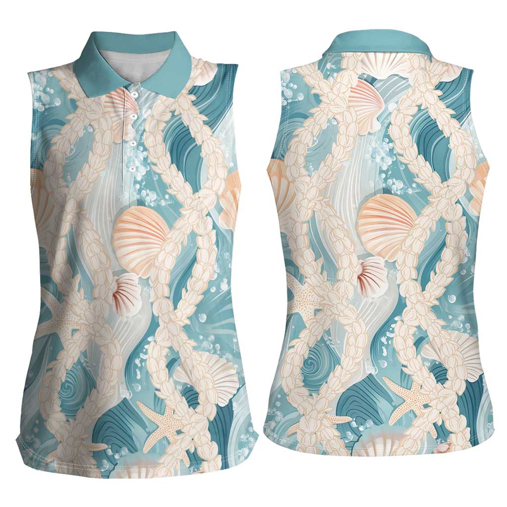 Hawaii Lei Seashells Starfish Women Sleeveless Polo Shirt Fresh Summer Vibe - Polynesian Pride