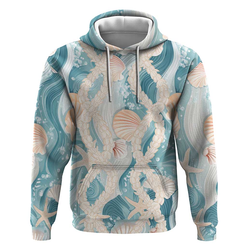Hawaii Lei Seashells Starfish Zip Hoodie Fresh Summer Vibe - Polynesian Pride