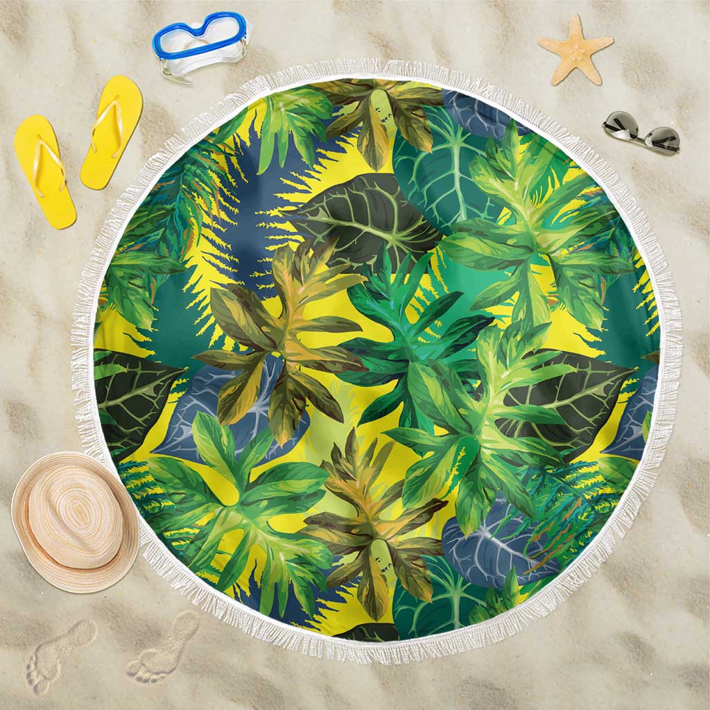 Hawaii Summer Tropical Leaves Beach Blanket LT01 One Size 150cm Yellow - Polynesian Pride