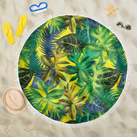 Hawaii Summer Tropical Leaves Beach Blanket LT01 One Size 150cm Yellow - Polynesian Pride
