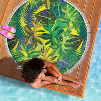 Hawaii Summer Tropical Leaves Beach Blanket LT01 - Polynesian Pride