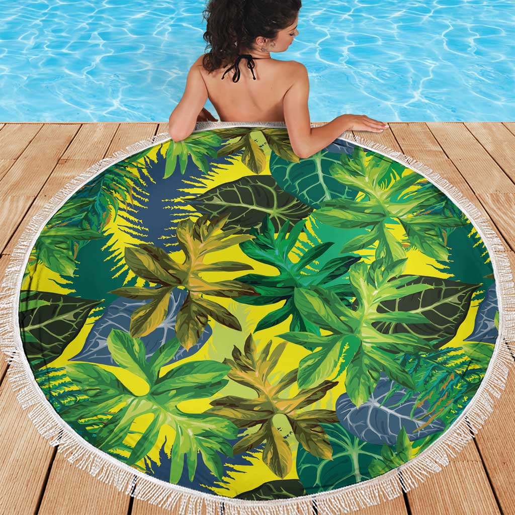 Hawaii Summer Tropical Leaves Beach Blanket LT01 - Polynesian Pride