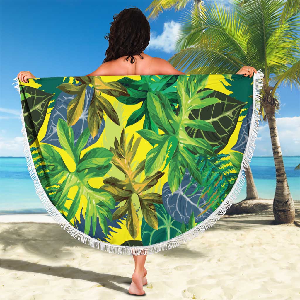 Hawaii Summer Tropical Leaves Beach Blanket LT01 - Polynesian Pride