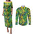 Hawaii Summer Tropical Leaves Couples Matching Puletasi and Long Sleeve Button Shirt - Polynesian Pride