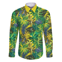 Hawaii Summer Tropical Leaves Family Matching Long Sleeve Bodycon Dress and Hawaiian Shirt - Polynesian Pride