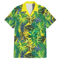 Hawaii Summer Tropical Leaves Family Matching Puletasi and Hawaiian Shirt LT01 Dad's Shirt - Short Sleeve Yellow - Polynesian Pride