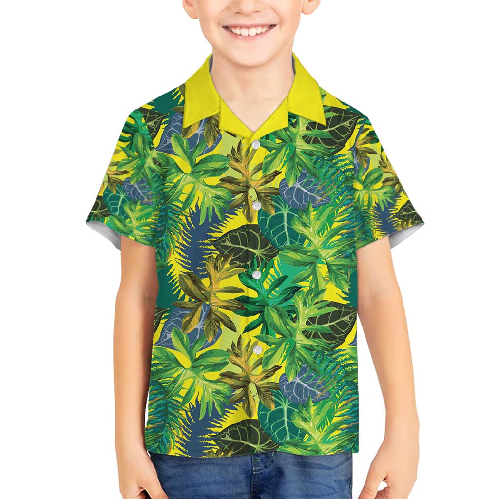 Hawaii Summer Tropical Leaves Family Matching Puletasi and Hawaiian Shirt LT01 Son's Shirt Yellow - Polynesian Pride