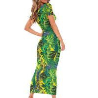 Hawaii Summer Tropical Leaves Family Matching Short Sleeve Bodycon Dress and Hawaiian Shirt - Polynesian Pride