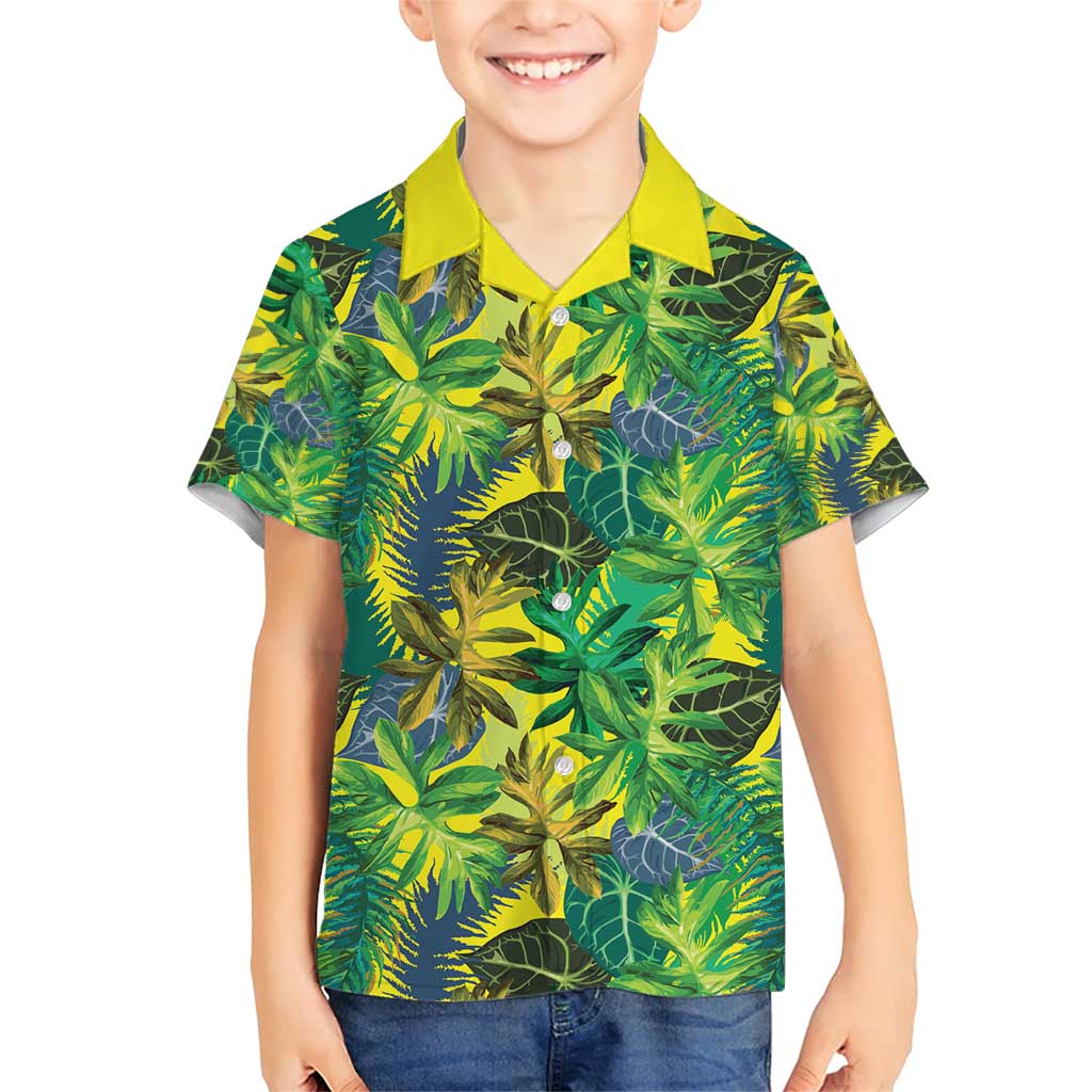 Hawaii Summer Tropical Leaves Family Matching Short Sleeve Bodycon Dress and Hawaiian Shirt - Polynesian Pride