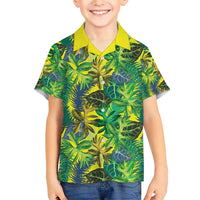 Hawaii Summer Tropical Leaves Family Matching Short Sleeve Bodycon Dress and Hawaiian Shirt - Polynesian Pride