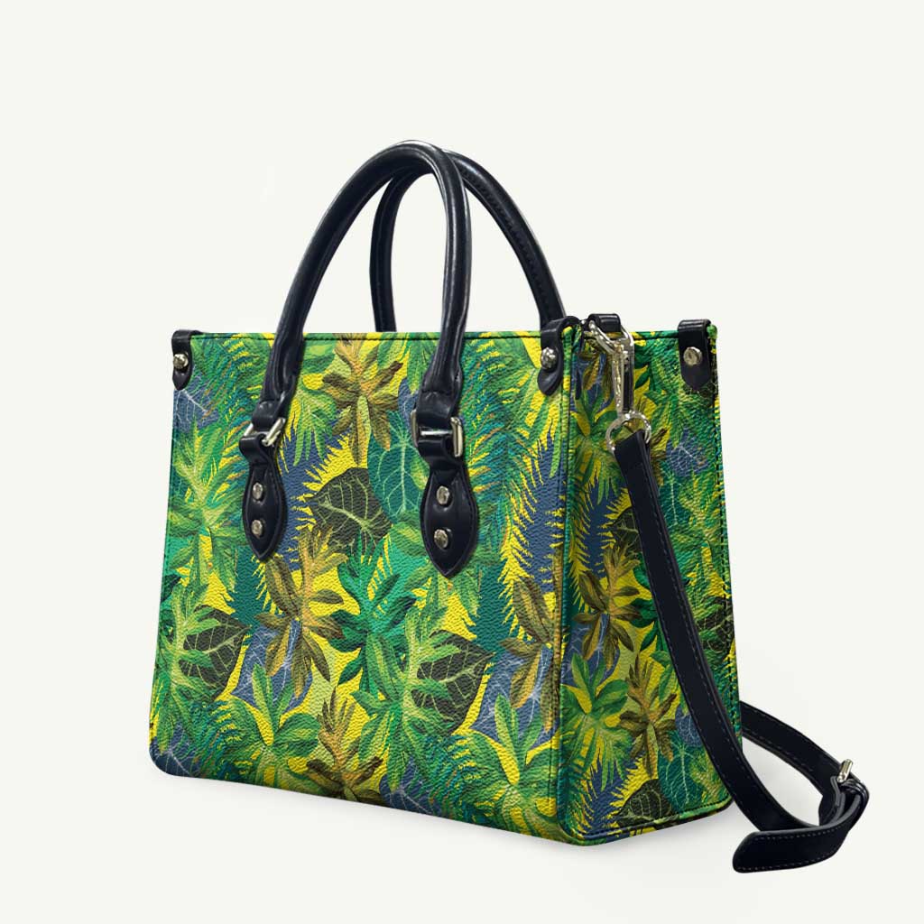 Hawaii Summer Tropical Leaves Leather Bag - Polynesian Pride