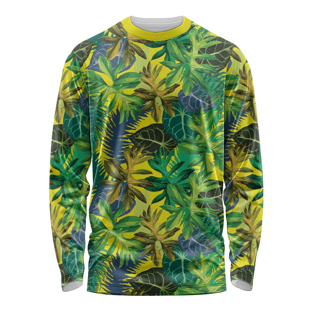 Hawaii Summer Tropical Leaves Long Sleeve Shirt LT01 Unisex Yellow - Polynesian Pride
