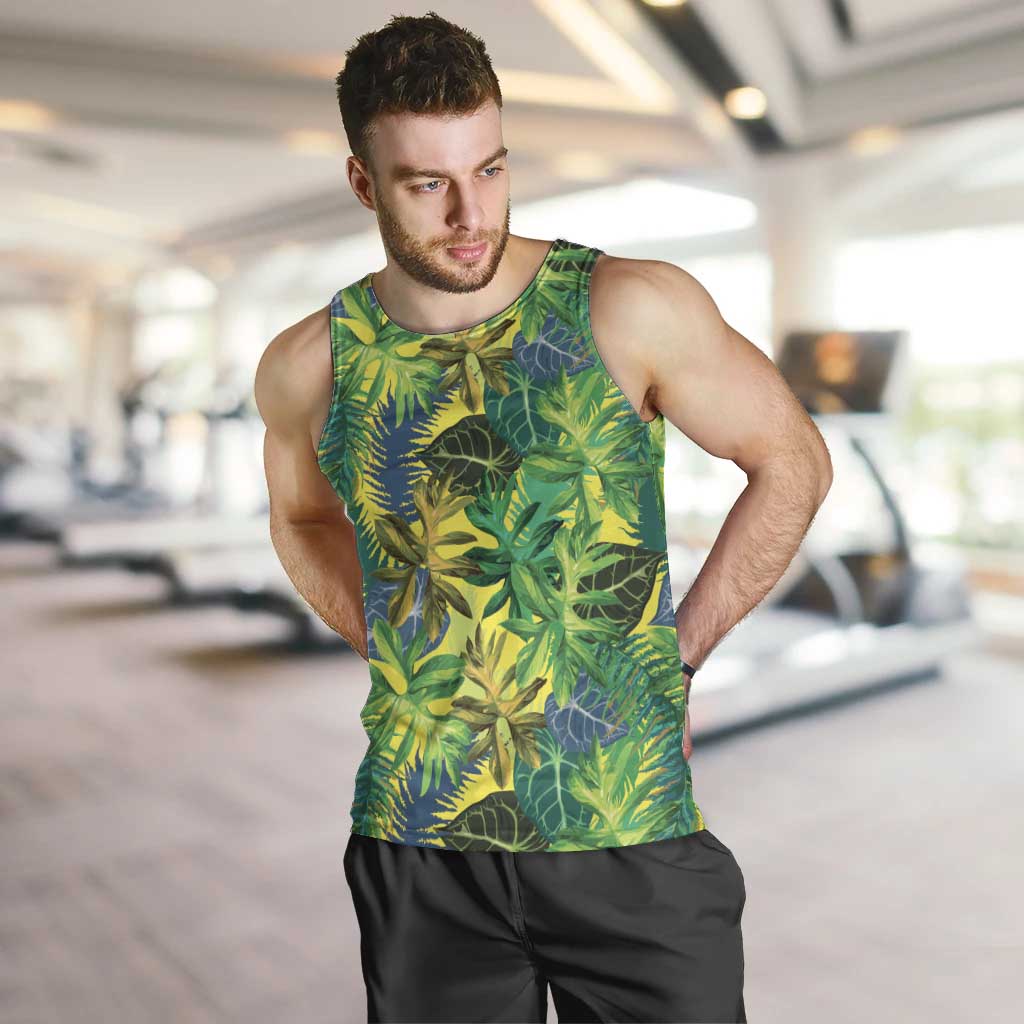 Hawaii Summer Tropical Leaves Men Tank Top LT01 Yellow - Polynesian Pride