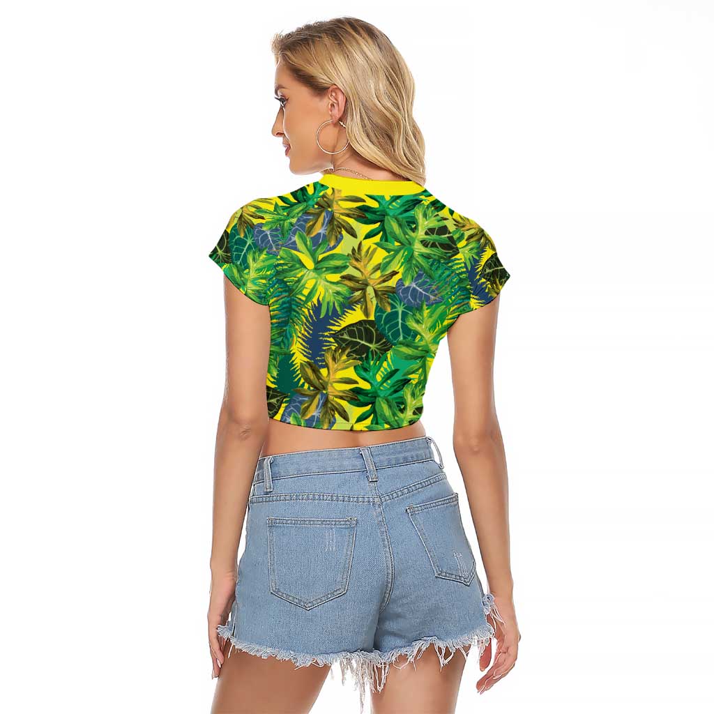 Hawaii Summer Tropical Leaves Raglan Cropped T Shirt - Polynesian Pride