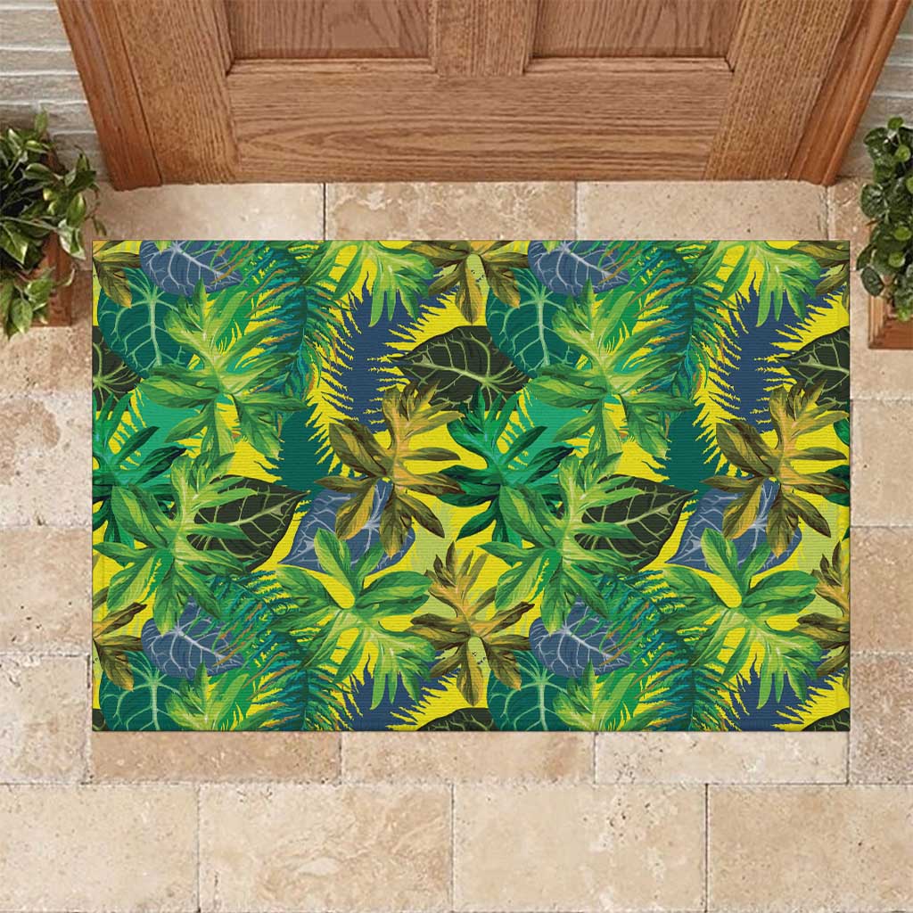 Hawaii Summer Tropical Leaves Rubber Doormat LT01 Yellow - Polynesian Pride