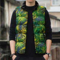 Hawaii Summer Tropical Leaves Sleeveless Puffer Jacket - Polynesian Pride
