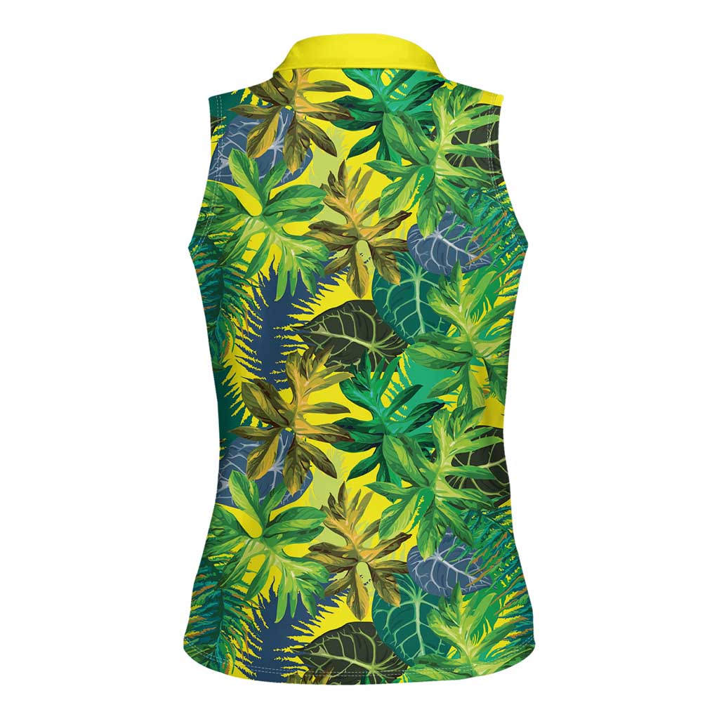 Hawaii Summer Tropical Leaves Women Sleeveless Polo Shirt LT01 - Polynesian Pride