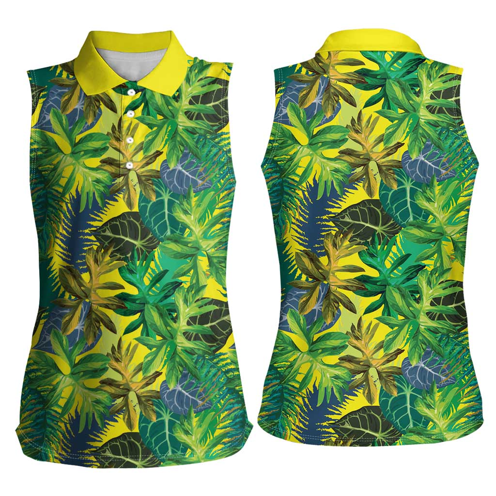 Hawaii Summer Tropical Leaves Women Sleeveless Polo Shirt LT01 - Polynesian Pride