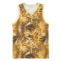 Hawaii Gold Tropical Leaves Basketball Jersey - Polynesian Pride