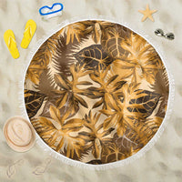 Hawaii Gold Tropical Leaves Beach Blanket LT01 One Size 150cm Gold - Polynesian Pride