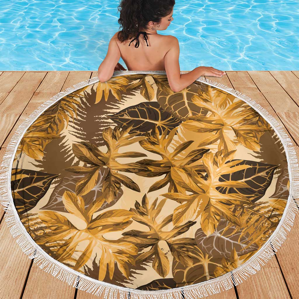 Hawaii Gold Tropical Leaves Beach Blanket LT01 - Polynesian Pride