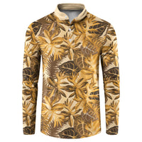 Hawaii Gold Tropical Leaves Button Sweatshirt LT01 Gold - Polynesian Pride