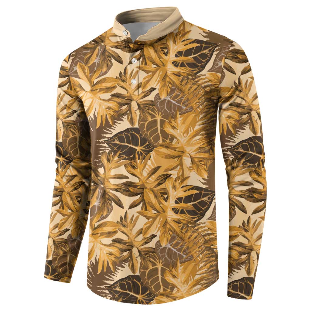 Hawaii Gold Tropical Leaves Button Sweatshirt LT01 - Polynesian Pride