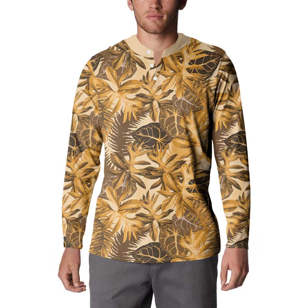 Hawaii Gold Tropical Leaves Button Sweatshirt LT01 - Polynesian Pride