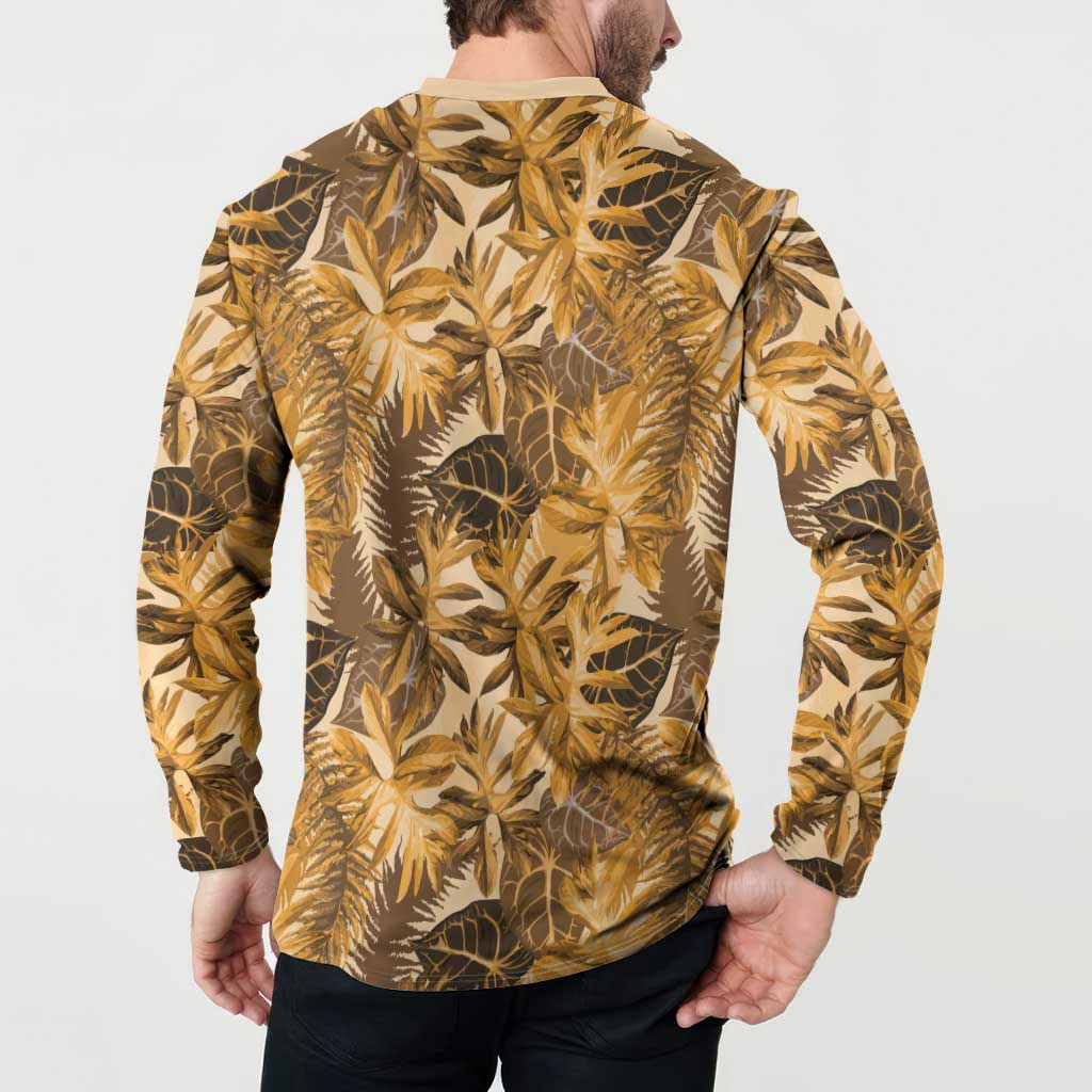 Hawaii Gold Tropical Leaves Button Sweatshirt LT01 - Polynesian Pride