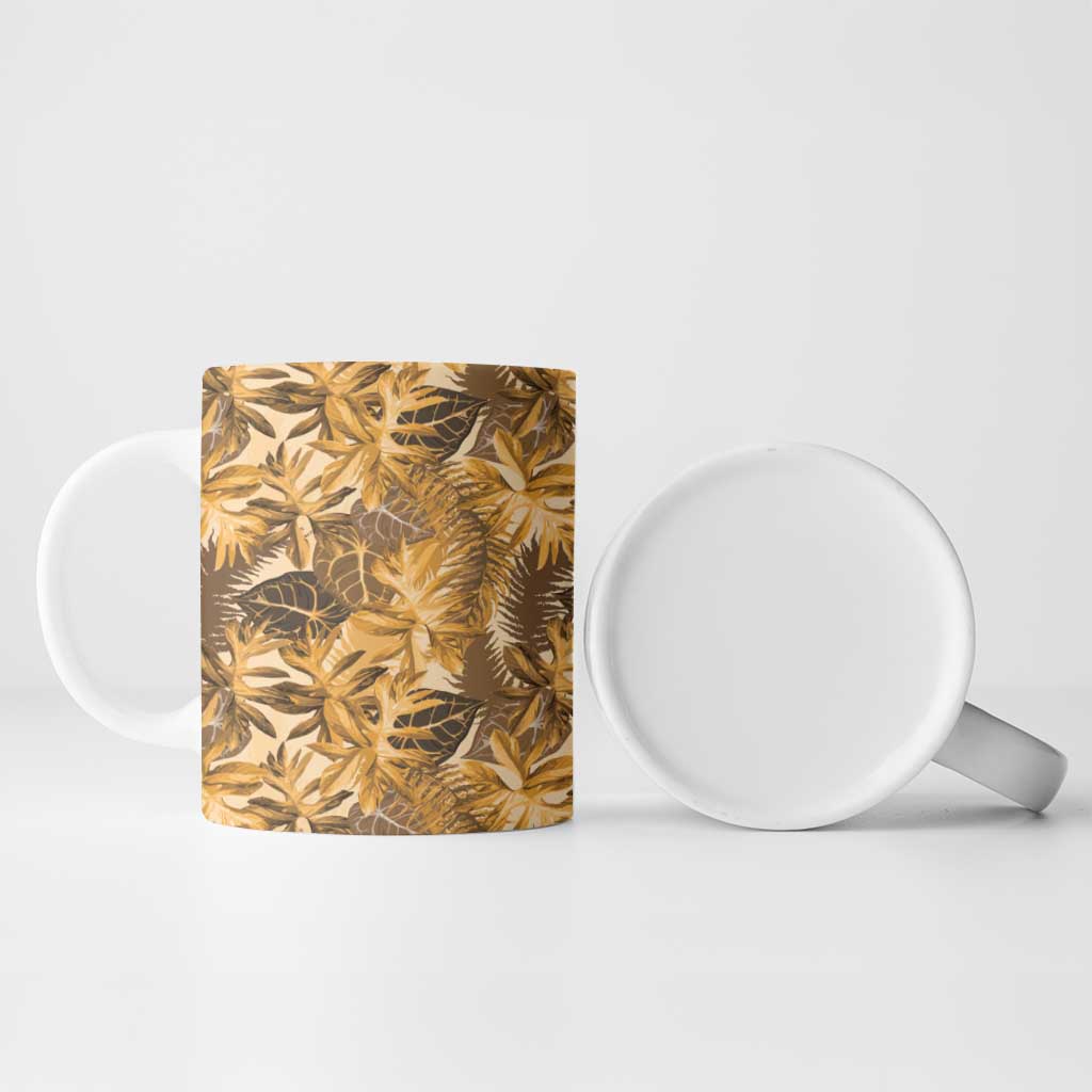 Hawaii Gold Tropical Leaves Ceramic Mug - Polynesian Pride