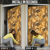 Hawaii Gold Tropical Leaves Door Cover - Polynesian Pride