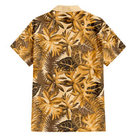 Hawaii Gold Tropical Leaves Family Matching Tank Maxi Dress and Hawaiian Shirt - Polynesian Pride
